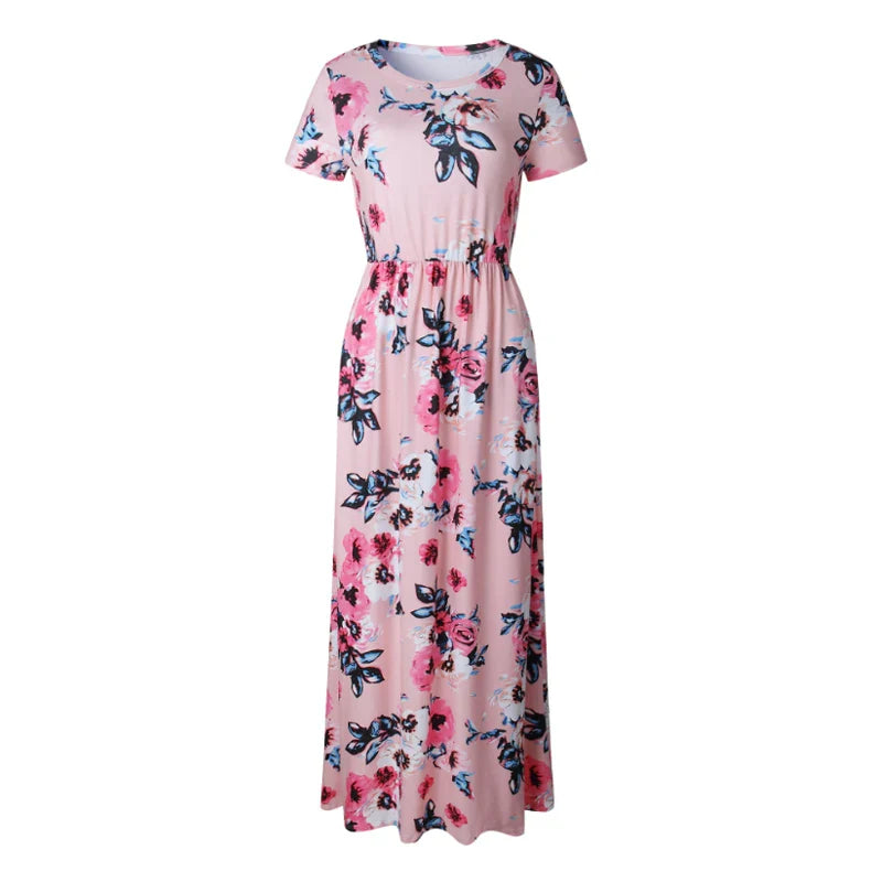 Women Summer Floral Print Maxi  2025 Loose White Boho Beach Dress Women Vintage Evening Party Long Dress Vestidos Female Robe