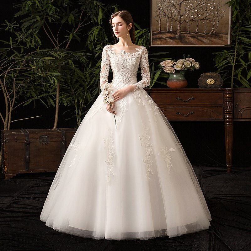 White Bridesmaid Dresses: Full Sleeve Wedding Dresses Ball Gown Wedding Gowns