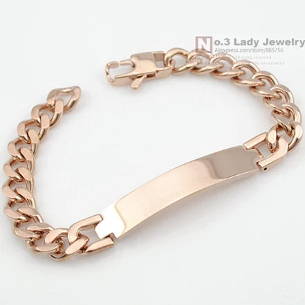 Gokadima Stainless Steel ID Bracelet For Men Jewelry masculina pulseira, Black / Rose Gold color Rock Punk Party Gift