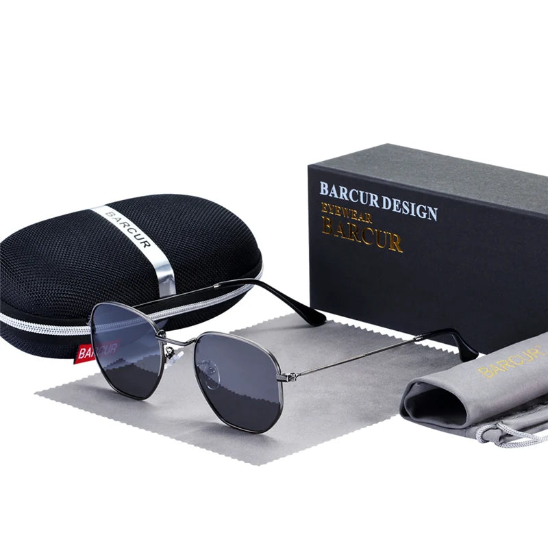 Sunglasses Man Hexagon Sunglasses Metal Frame Eyewear Sunglasses