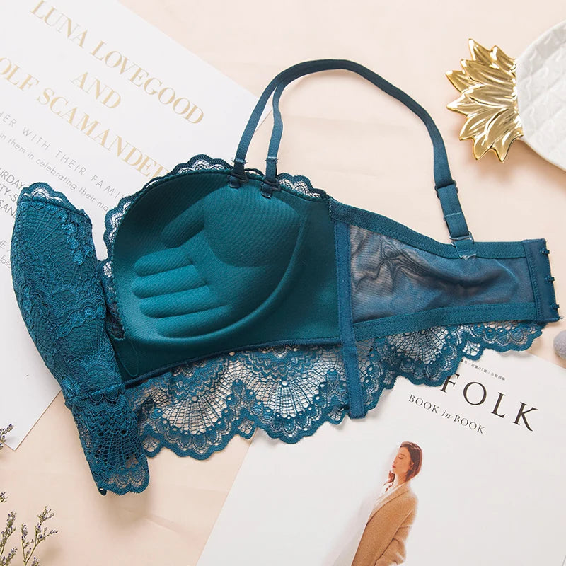 Comfortable Gathering Underwear Suit push up bra Ring-free lace edge
