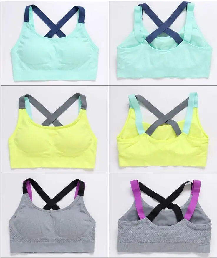 Yoga Sports Bra Full Cup quick dry Top Cross Back Push Up Workout Bra For women