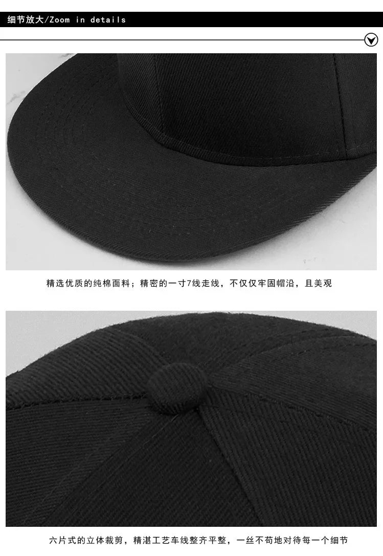 Big Size Back Closure Baseball Cap Flat Bill Plain Sport Hat Oversize Large Men Women Fitted Cap 56cm to 64cm