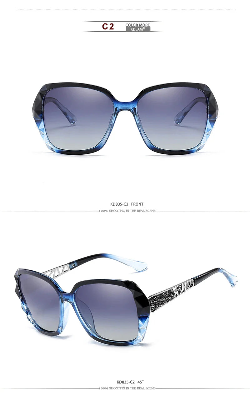 KDEAM Shiny For Women Sunglasses Polarized Butterfly Diamond Designer Sun Glasses Female UV-protected and Box