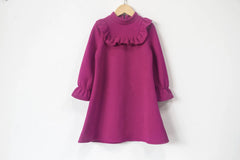 Thick Velvet Girls Dress Autumn Winter Teen Girls Warm Fleece Purple Sweatshirt Dresses