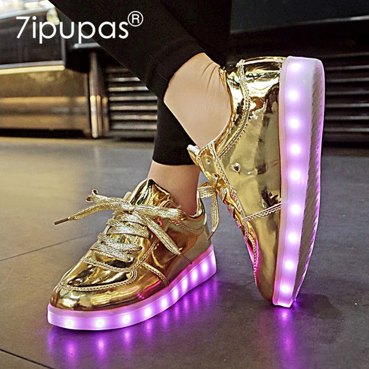 7ipupas New Homme luminous sneakers boys girls Chaussures Lumineuse 11 colors Gold Led Shoes kids Glowing Casual Unisex 30-44