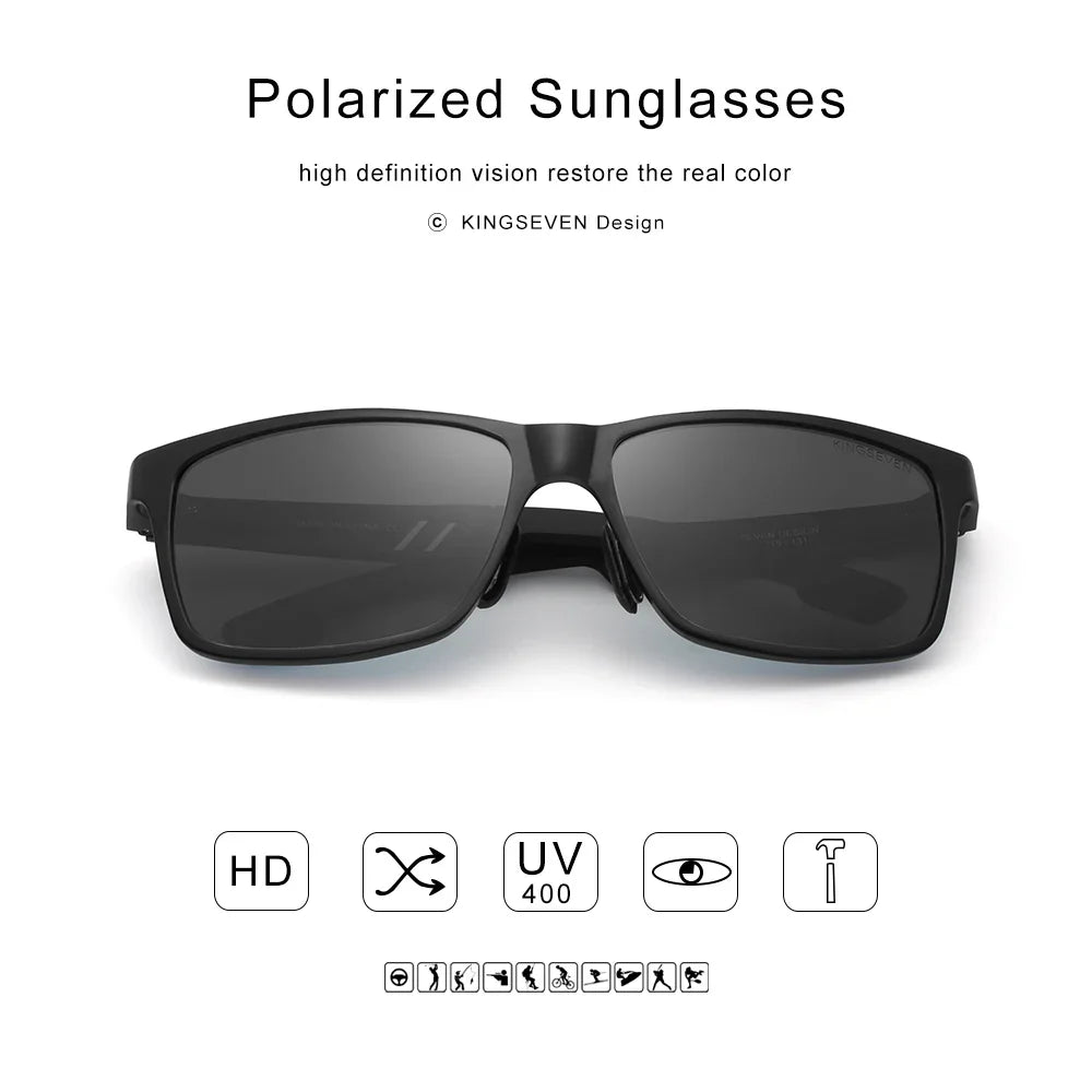 KINGSEVEN Men's Polarized Sunglasses Full Frame Aluminum Material Driving Glasses Eyewear Shades For Men Oculos masculino