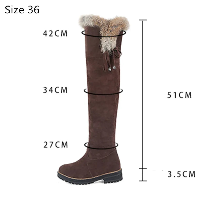 Snow Boots for Women: Fur Plush Over Knee High Boot Ladies