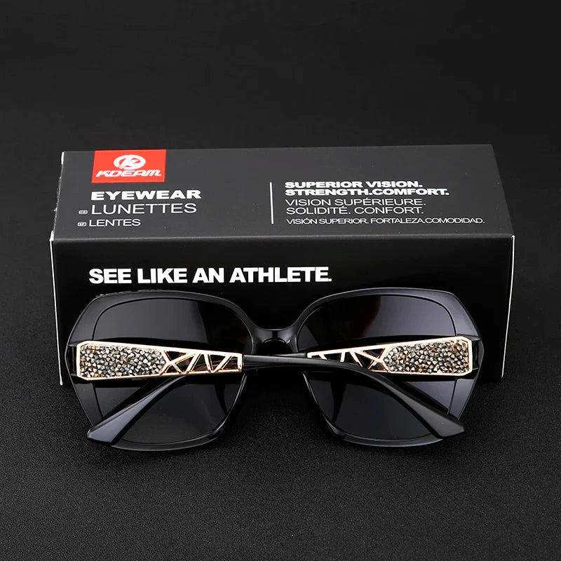KDEAM Shiny For Women Sunglasses Polarized Butterfly Diamond Designer Sun Glasses Female UV-protected and Box