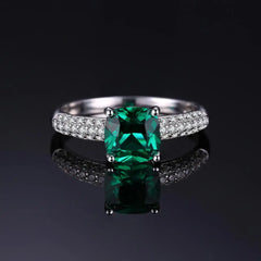 JewelryPalace Green Simulated Nano Emerald Created Ruby Ring 925 Sterling Silver