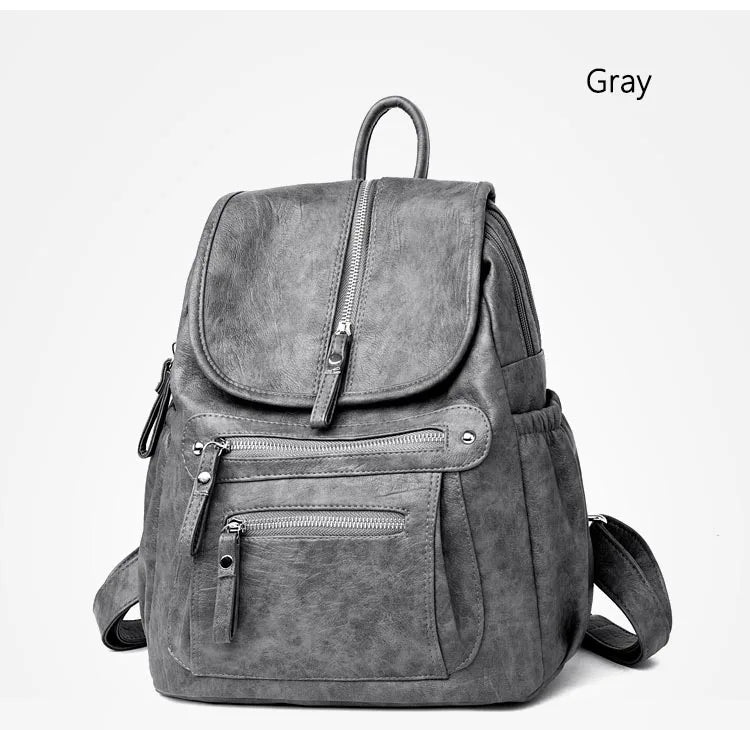 Women High Quality Leather Backpacks Vintage Female Shoulder Bag Sac a Dos Travel Ladies Bagpack Mochilas School Bags For Girls