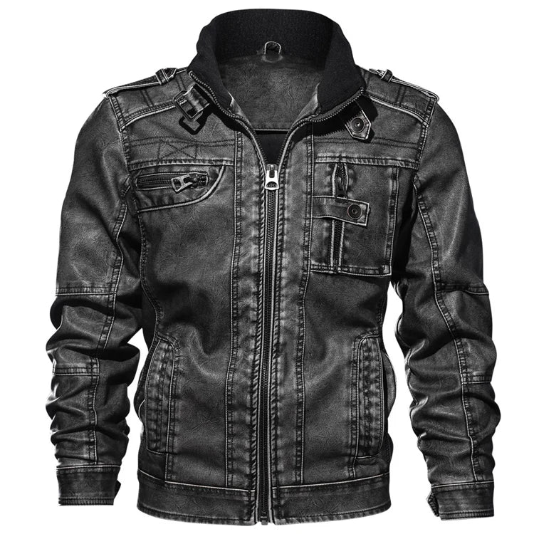 Men Autumn Winter PU Leather Jacket Motorcycle Leather Jackets Male