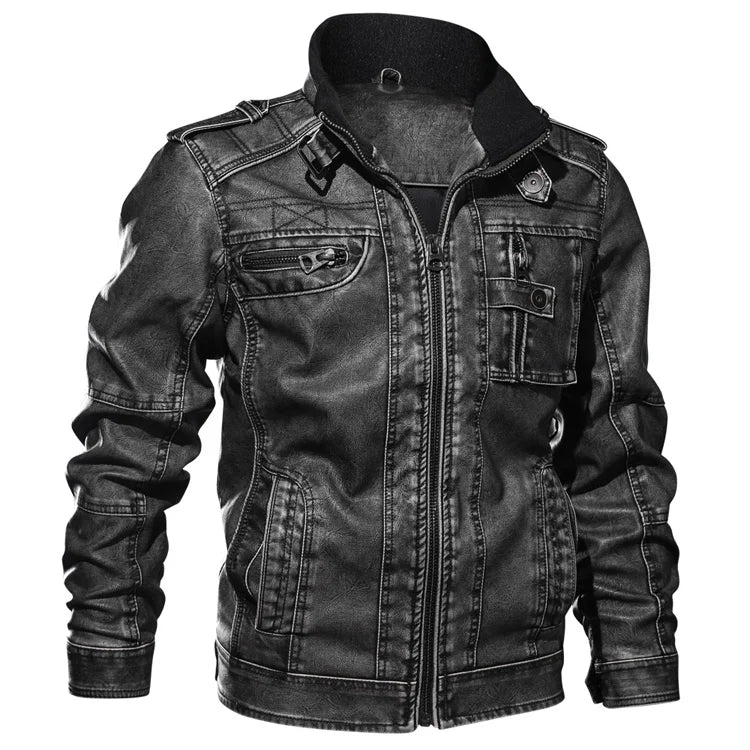 Men Autumn Winter PU Leather Jacket Motorcycle Leather Jackets Male