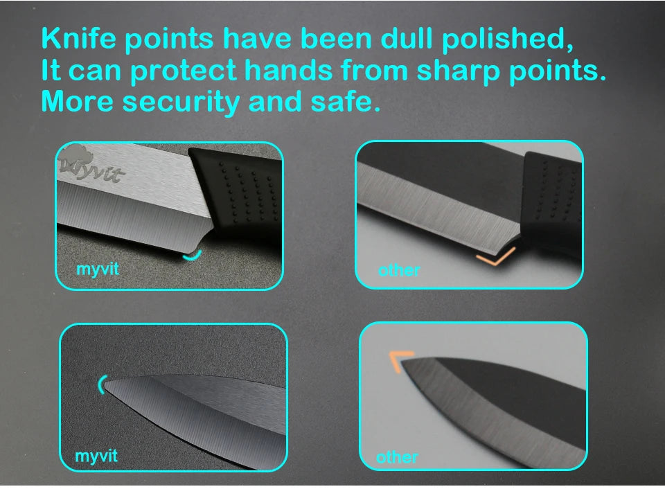 Kitchen Ceramic Knives 3" Paring 5" Slicing Ceramic Knife Black Blade Kitchen Knives