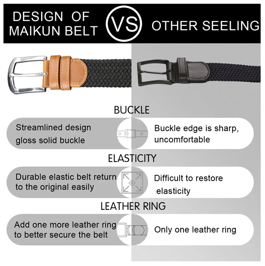 MaiKun Men's Belts for Men belt Metal Pin Buckle Elastic Men Belt Military Tactical Belt