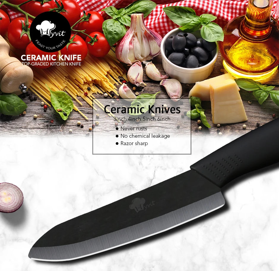 Kitchen knives Ceramic Knives Accessories set 3" Paring 4" Utility 5" Slicing 6" chef Knife