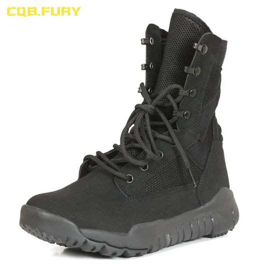 Summer Leather Breathable Mens Military Boots Tactical Wearable Mesh Army Boots