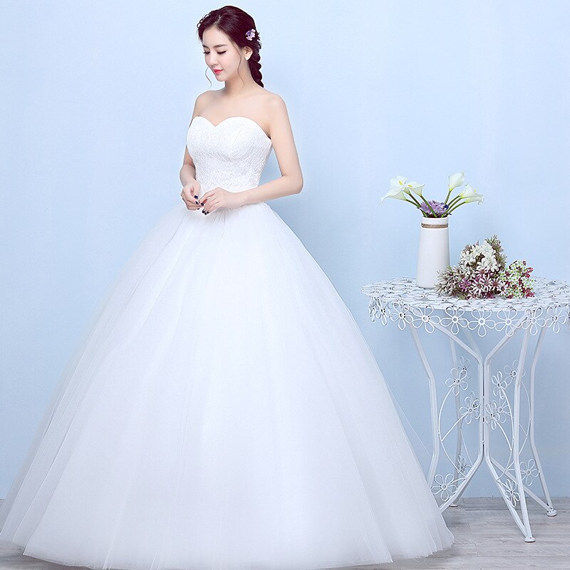White Bridesmaid Dresses: Wedding Dress Bride Dress Lace Strapless Wedding Gowns