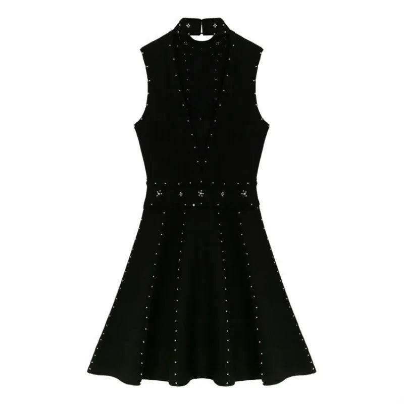 Evening wear Dresses: Women Slim Sleeveless Beading Female Vintage Dresses