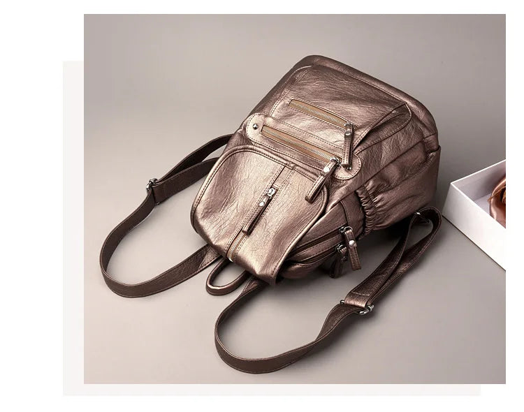 Women High Quality Leather Backpacks Vintage Female Shoulder Bag Sac a Dos Travel Ladies Bagpack Mochilas School Bags For Girls
