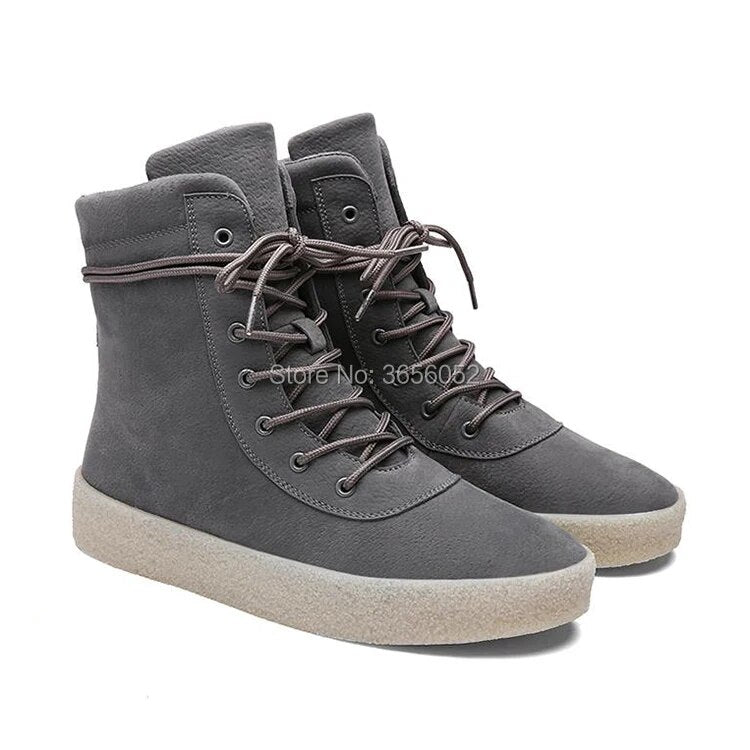 Qianruiti Design Shoes Casual Botas Hombre Suede Leather Boots Men Thick Flats Zapatos Lace Up Crepe Military Boots Plus Size 46