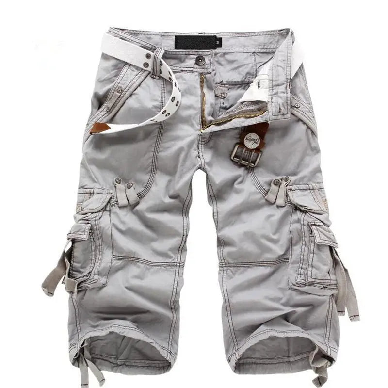 New Summer Casual Shorts Mens Straight Solid Sports Shorts Men Joggers Cargo Shorts Fashion Cotton Knee Length Sweatpants Man