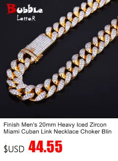 Bubble Letter Miami Cuban Link Rings for Men Gold Color Iced Out Full Zircon Hip Hop