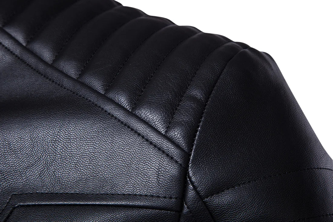 Mens Bomber Jackets Fashion Men Faux Leather Coat Zipper Overcoat Moto Jacket