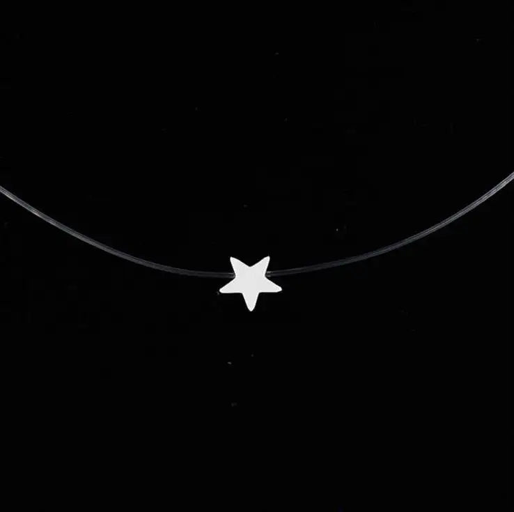 2019 Female New Heart Star Necklace Meteorite Pendant Transparent Fishing Line Invisible Women Zircon Pendants Necklace Jewelry