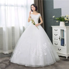 Boat Neck Wedding Dresses Simple Off White Sleeveless Wedding Gown