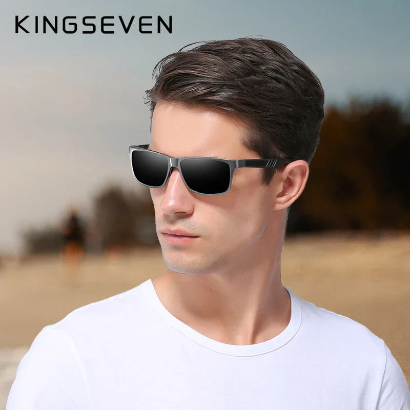 KINGSEVEN Men's Polarized Sunglasses Full Frame Aluminum Material Driving Glasses Eyewear Shades For Men Oculos masculino
