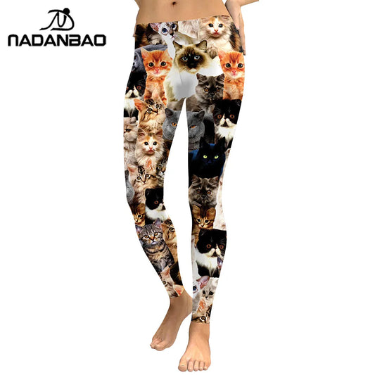 Women Leggings Lovely Cat Holographic Digital Print Fitness legging