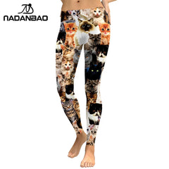 Women Leggings Lovely Cat Holographic Digital Print Fitness legging