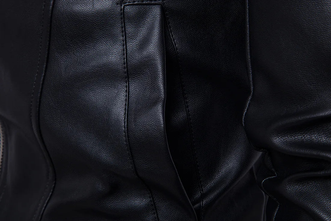 Mens Bomber Jackets Fashion Men Faux Leather Coat Zipper Overcoat Moto Jacket
