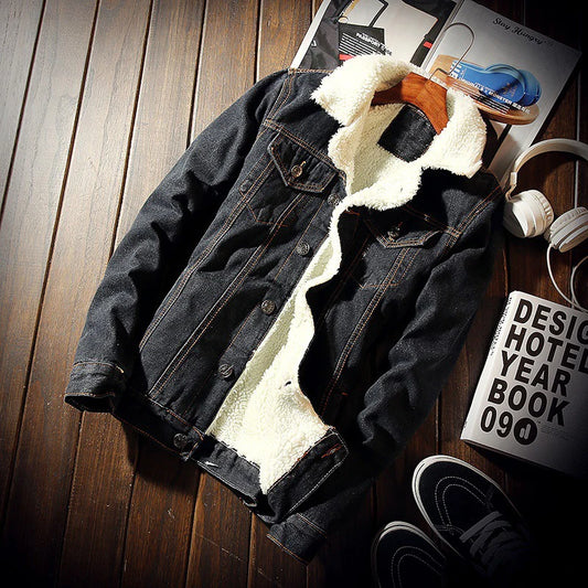 Winter Mens Denim Jackets Fashion Men Fleece Thick Warm Jeans Jacket