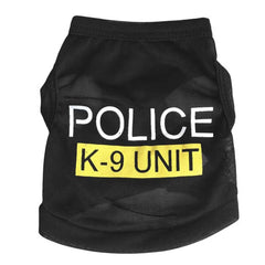 Police Suit Cosplay Dog Clothes Black Elastic Vest Puppy T-Shirt Coat Accessories