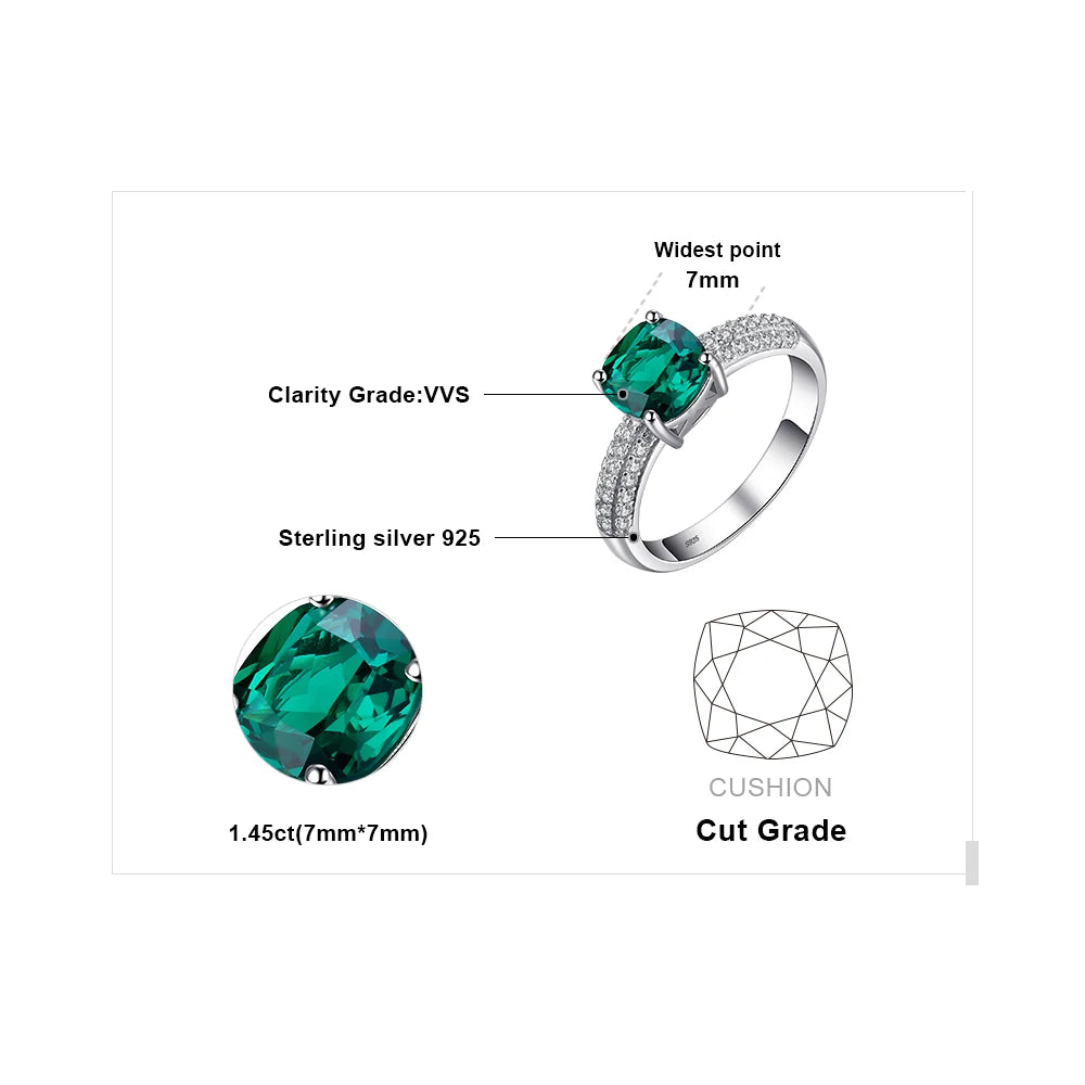 JewelryPalace Green Simulated Nano Emerald Created Ruby Ring 925 Sterling Silver