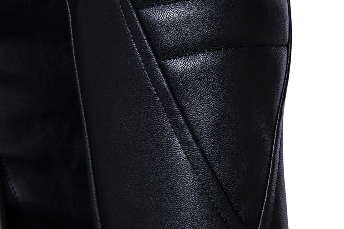Mens Bomber Jackets Fashion Men Faux Leather Coat Zipper Overcoat Moto Jacket
