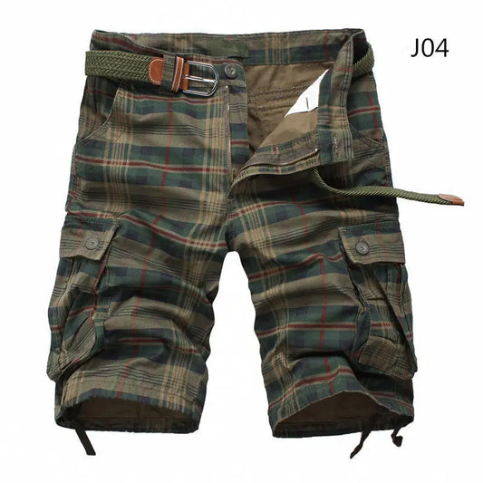 Men Shorts Fashion Plaid Beach Shorts Mens Casual Shorts Military Short