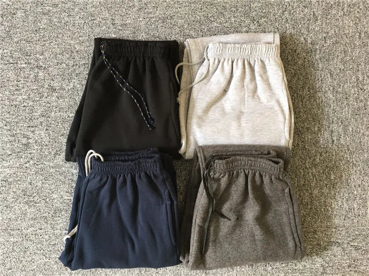 Men Plus Size Pants Solid Baggy Loose Elastic Pants Cotton Sweatpants Casual Pants