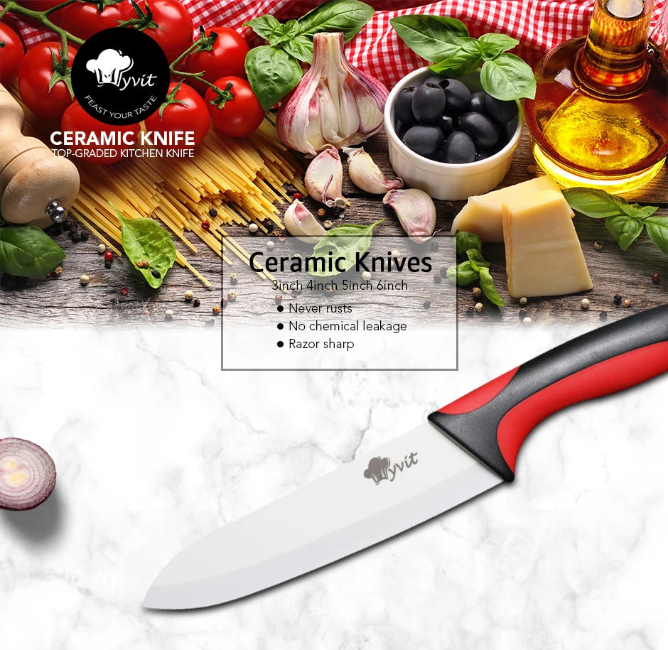 Ceramic Knife Set 3 4 5 6 inch Ultra Sharp Chef Knife Utility Fruit Slicing Vegetable