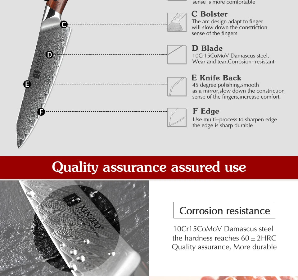 5" Utility Knife Damascus Professional Kitchen Knives Japanese High Carbon
