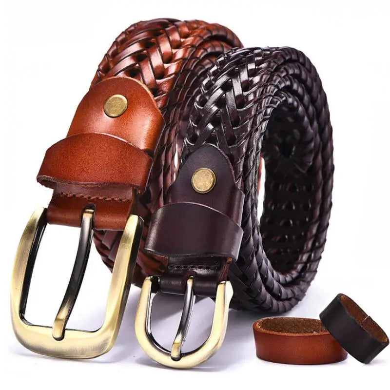 Women Braided Belt For Men's Woven Belt Luxury Genuine Leather Cow Straps Hand Knitted Designer Men For Jeans Girdle Male Belts
