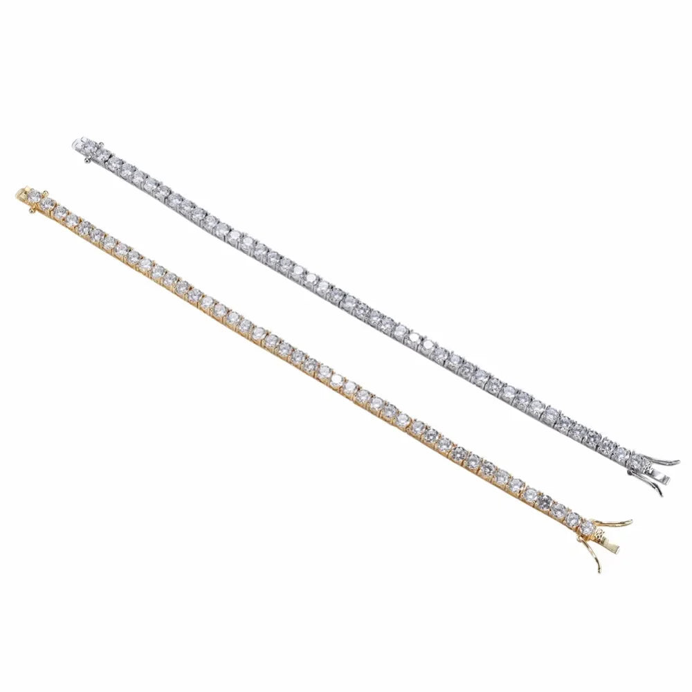 Brass Tennis Bracelet  AAA CZ Bling Bling 3mm 4mm 5mm 1 Row Cubic Zirconia Bracelet For Men And Women Iced Out Jewelry BB019