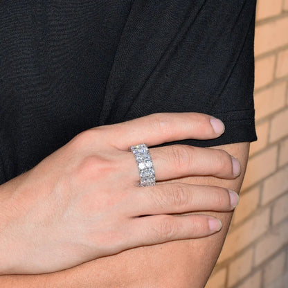 Two Rows Solitaire Couples Rings for Men Real Copper Gold Color Cubic Zircon