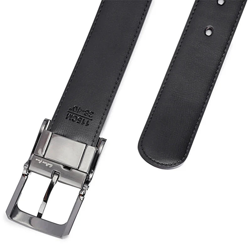 1Pcs Men's Genuine Leather Reversible Belt Rotated Buckle Two In One Big And Tall