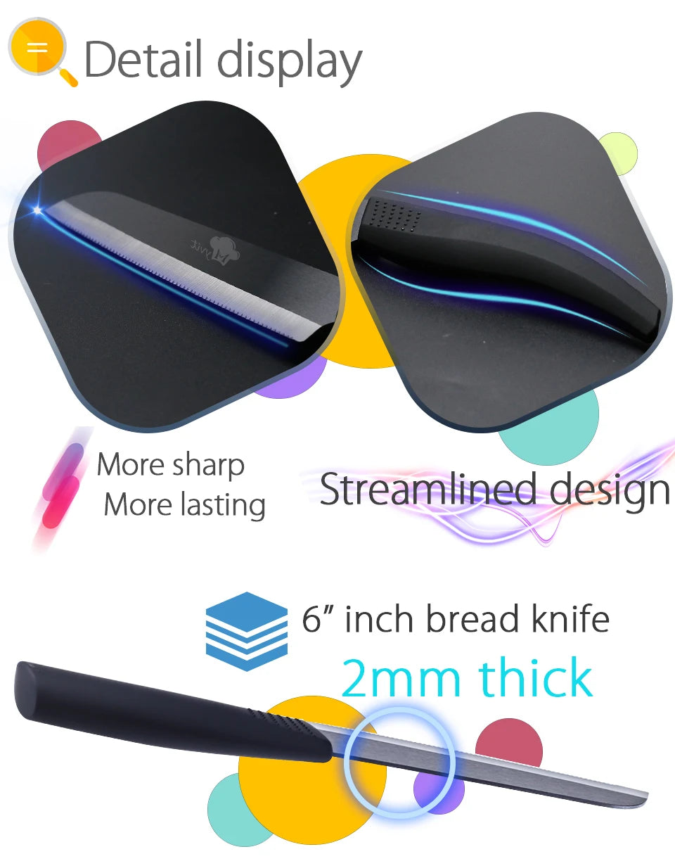 Ceramic Knife 3 4 5 6 inch Serrated Bread Knife Kitchen Black Zirconia Blade Knife