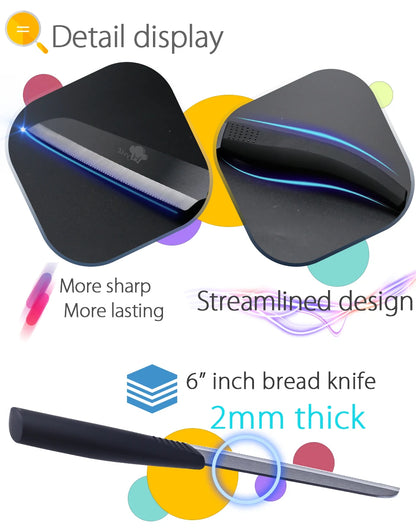 Ceramic Knife 3 4 5 6 inch Serrated Bread Knife Kitchen Black Zirconia Blade Knife