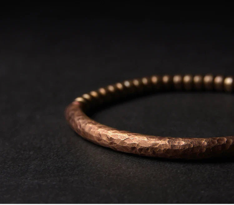 Handmade Hammered Pure Copper Bracelet Vintage  Artificial Oxidized Street Rock Style Metal Unisex Jewelry For Men Women