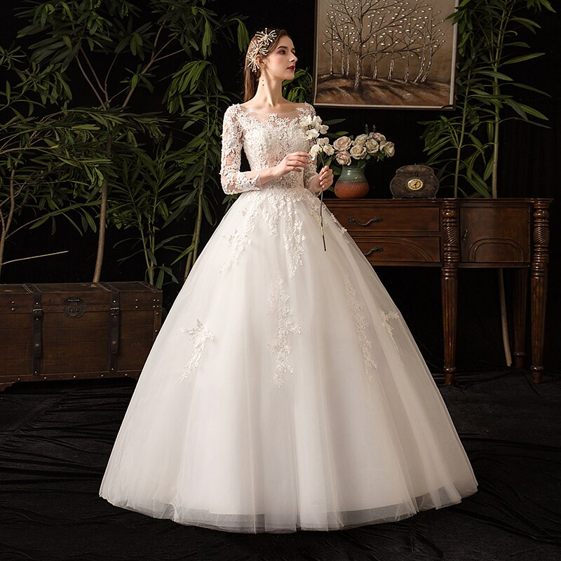 White Bridesmaid Dresses: Full Sleeve Wedding Dresses Ball Gown Wedding Gowns